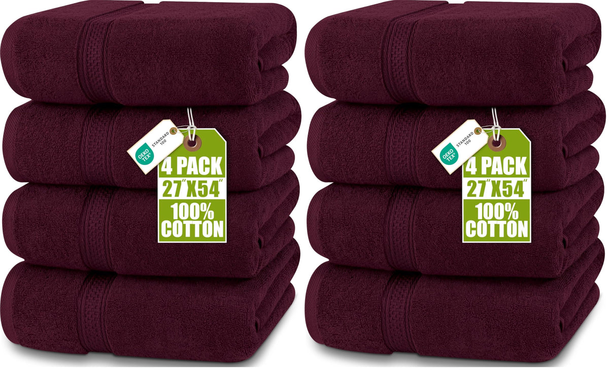 Utopia Towels 4 Pack Premium Bath Towels, 27x54 in, 600 GSM Cotton Grey
