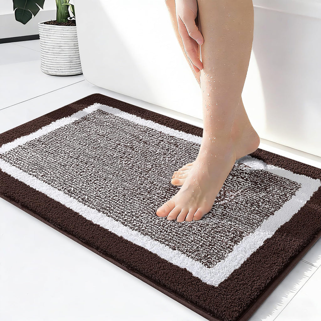 OLANLY Bathroom Rugs 36x24, Soft Absorbent Microfiber Bath Rugs, Grey