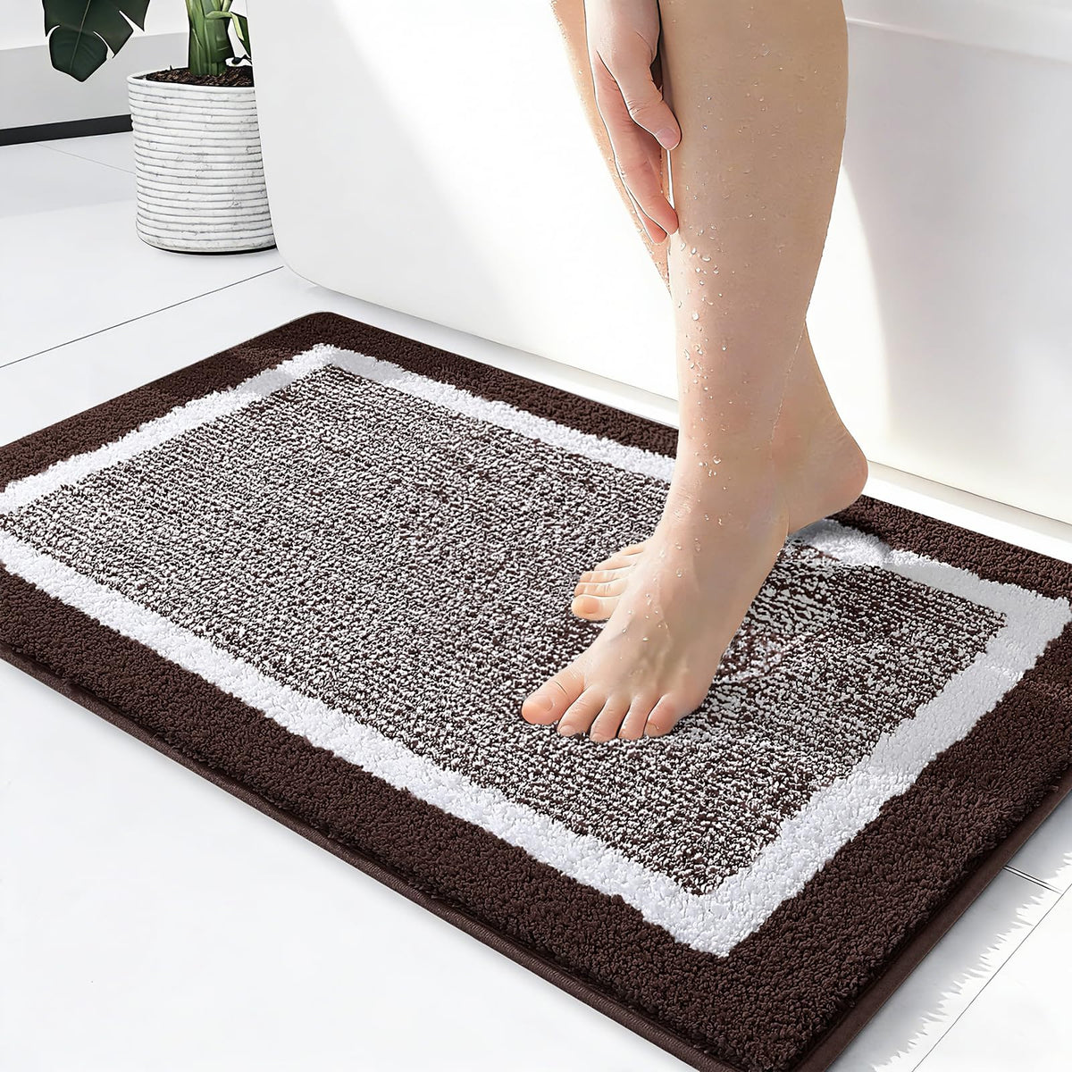 OLANLY Bathroom Rugs 36x24, Soft Absorbent Microfiber Bath Rugs, Grey
