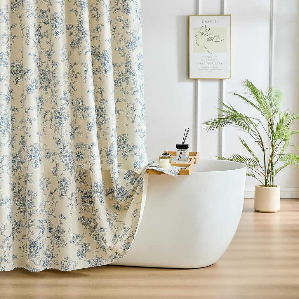 Warmstar Floral Shower Curtain for Bathroom Weighted Hem Water Repellent