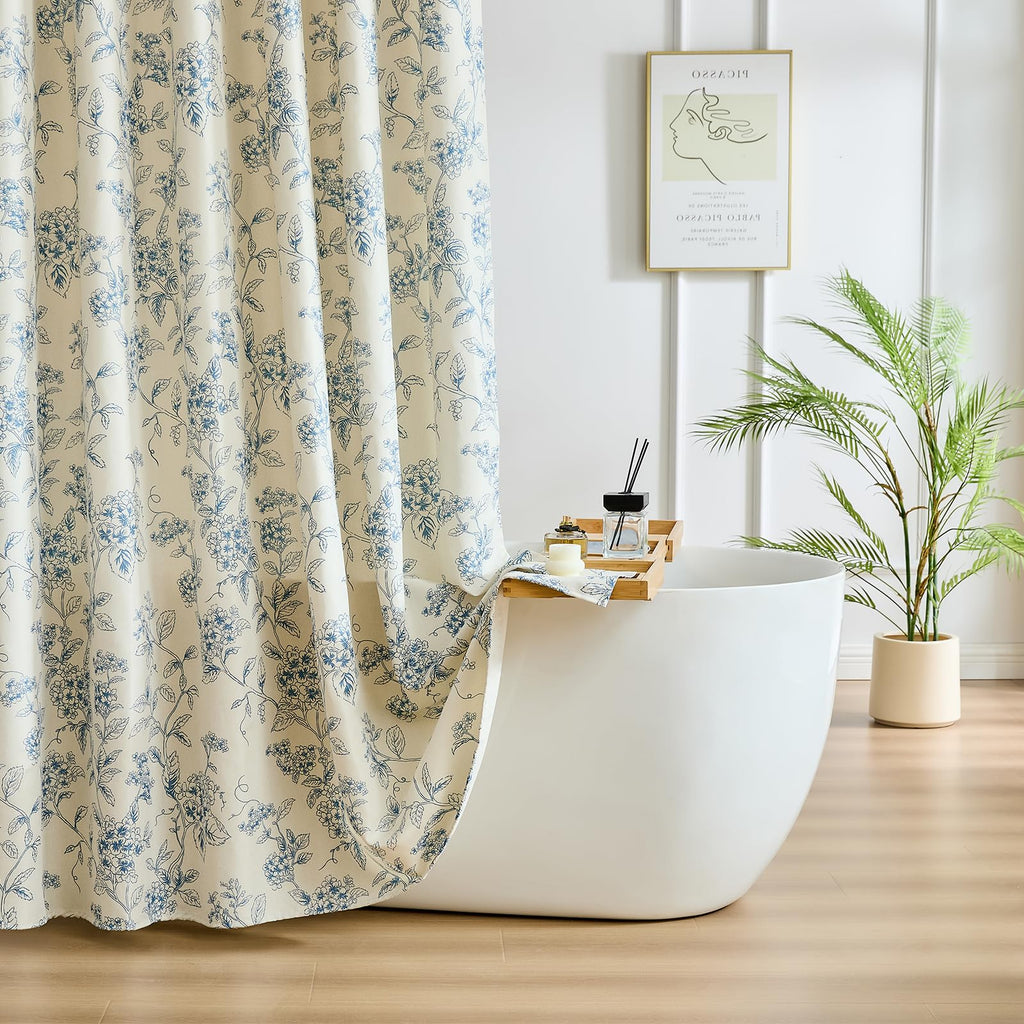 Warmstar Floral Shower Curtain for Bathroom Weighted Hem Water Repellent