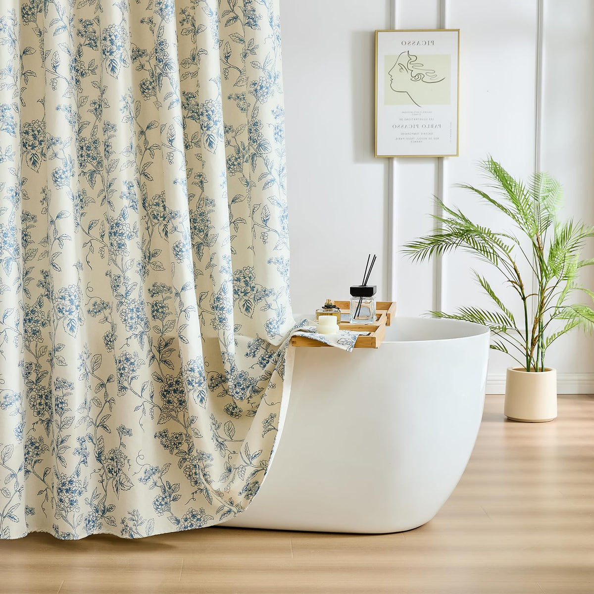 Warmstar Floral Shower Curtain for Bathroom Weighted Hem Water Repellent
