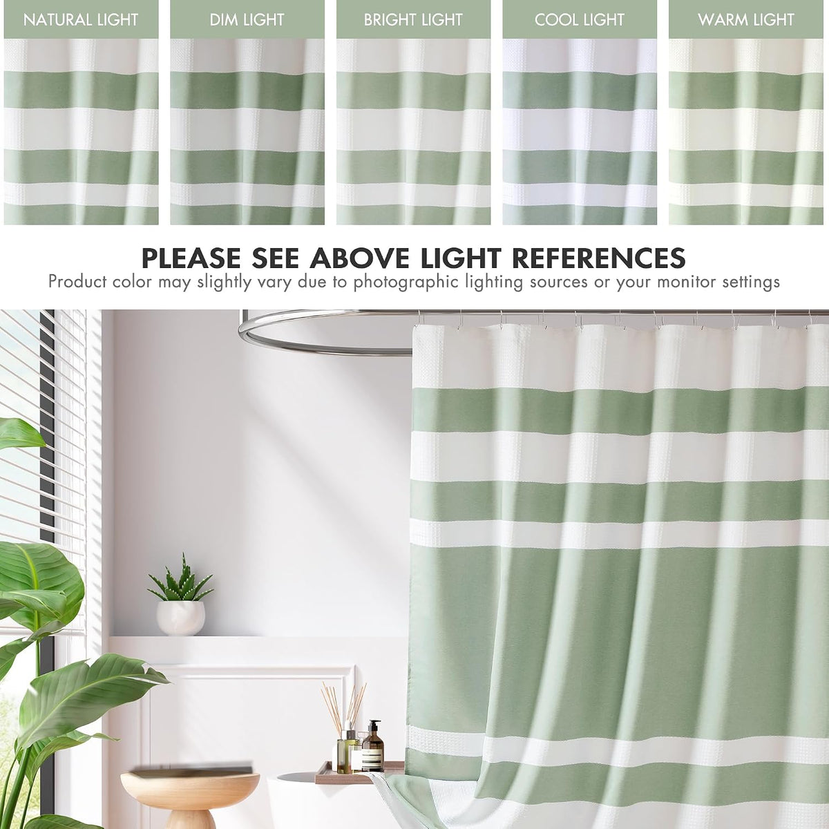 Madison Park Spa Waffle Shower Curtain for Bathroom, 72 x 72, Sage Green