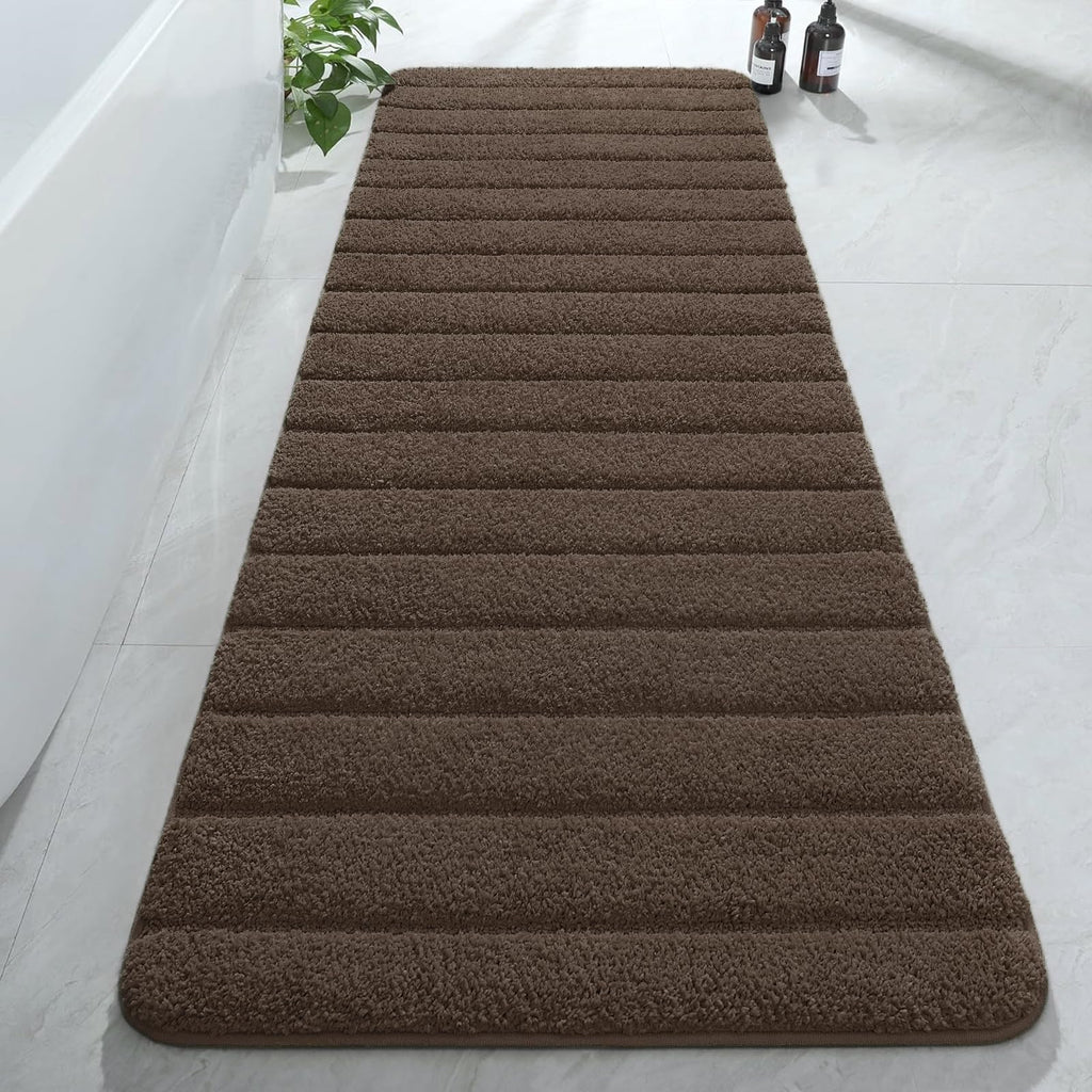 AROGAN Luxury Long Bathroom Runner Rugs 24x60 Inch Bath Rug Non Slip, Black