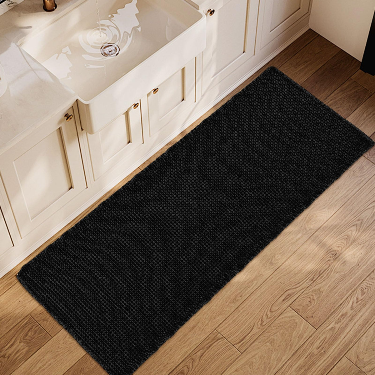ZALL Waffle Bath Mat Boho Bathroom Mat Ultra Absorbent Non Slip 18x30 Tan