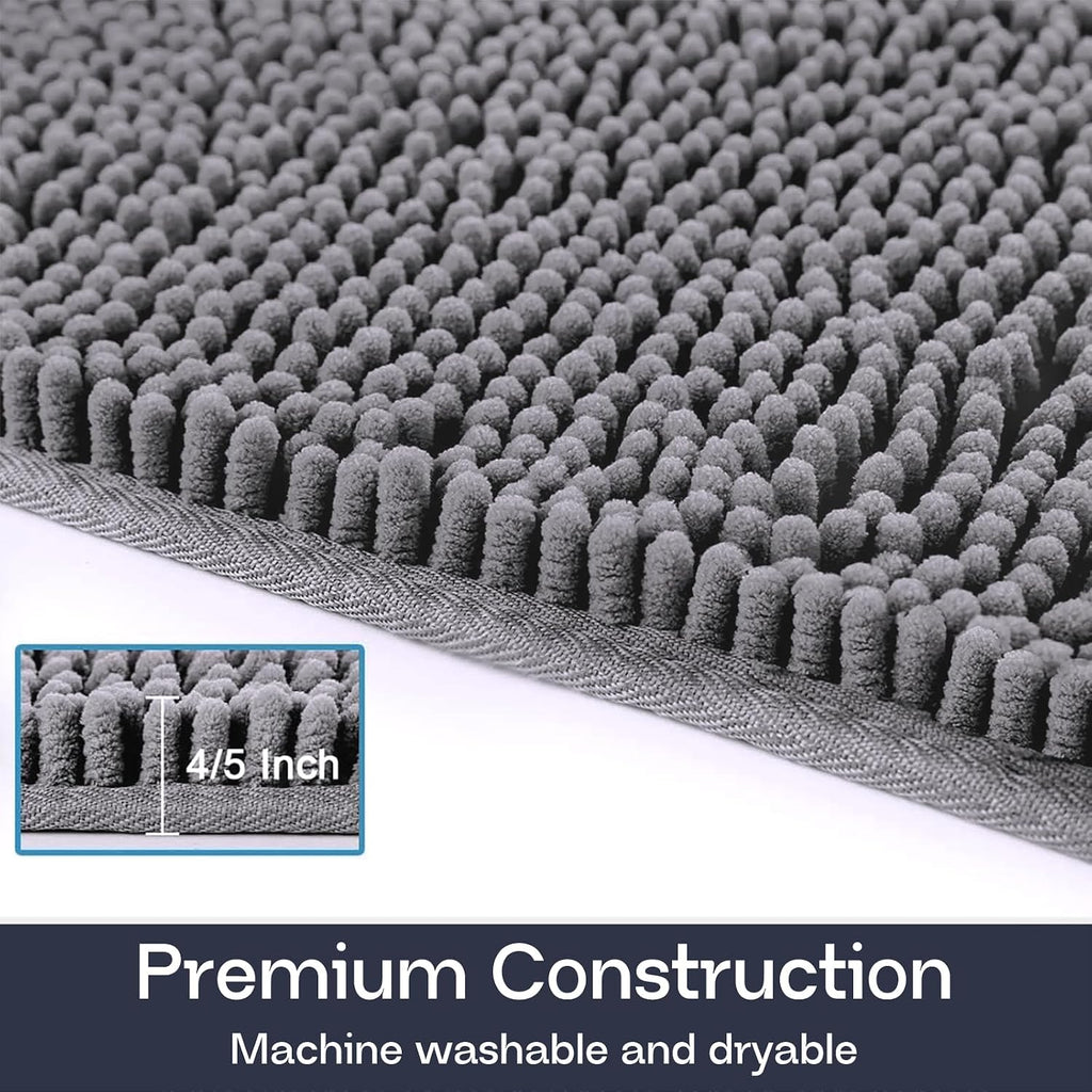 LOCHAS Luxury Bathroom Rug Shaggy Bath Mat 24 x 60 Inch, Gray