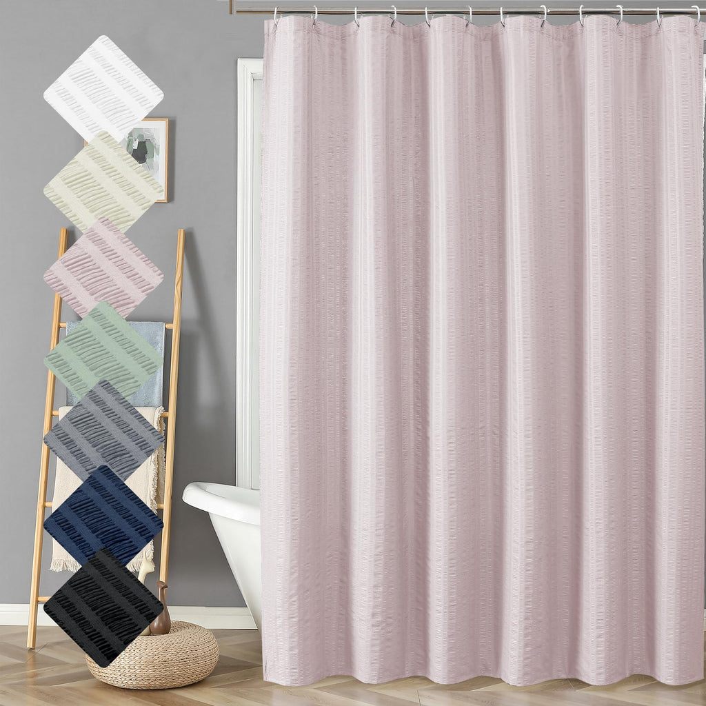 Aiyufeng Moga Navy Blue Fabric Shower Curtains for Bathroom - Blue Hotel Spa Polyester Cloth Bath Curtain with 12 Holes, 72x72, Machine Washable, Navy Blue