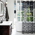 Black Lace Shower Curtain with Attached Valance, 72 x 72 Inch, 1 Panel
