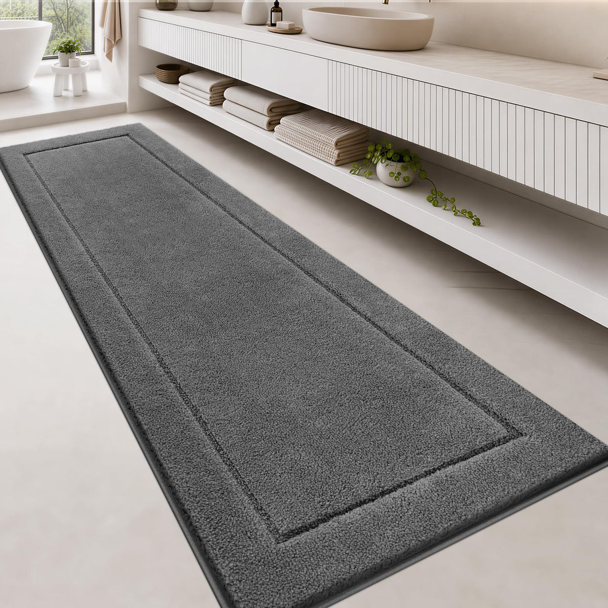 anllugs Bathroom Rugs, Non-Slip Bath Runner Rugs, 30" x 84", Beige