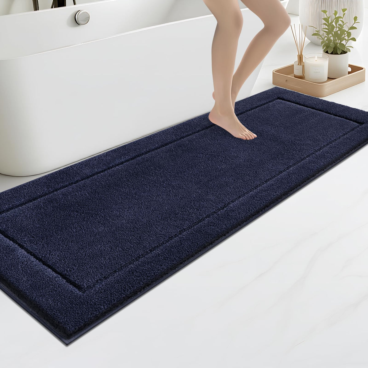 anllugs Bathroom Rugs, Non-Slip Bath Runner Rugs, 30" x 84", Beige