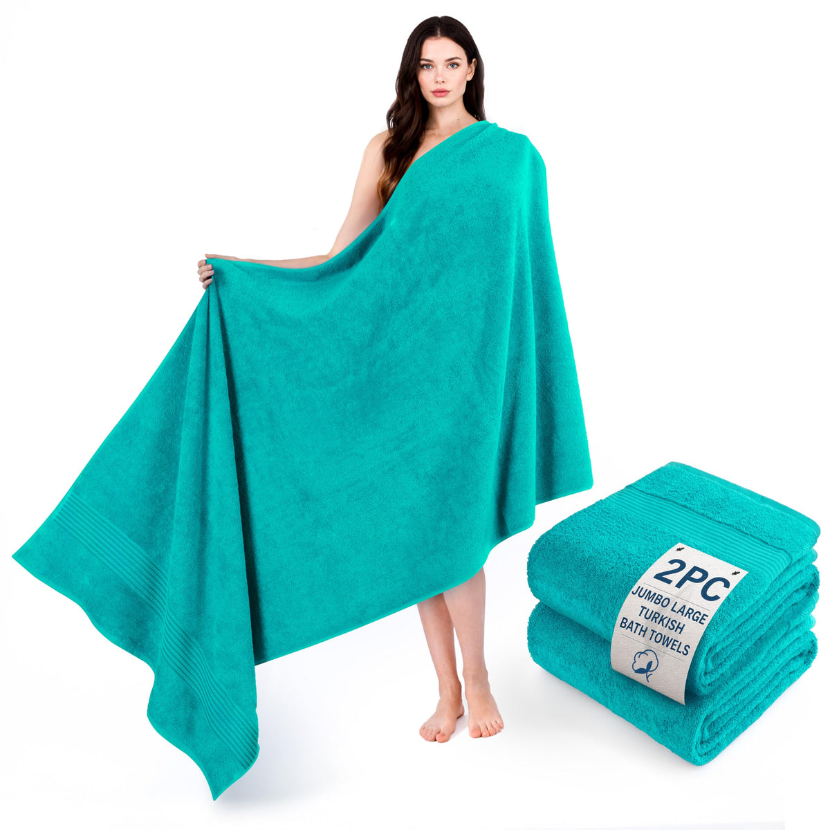 Cotton Paradise 100% Cotton Turkish Towel Set, Soft Absorbent Quick Dry, 6 Piece Towel Set, Navy Blue