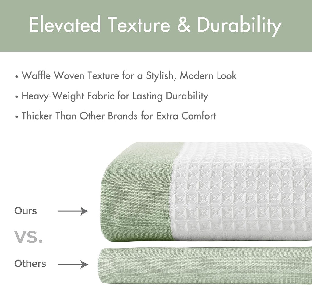 Madison Park Spa Waffle Shower Curtain for Bathroom, 72 x 72, Sage Green