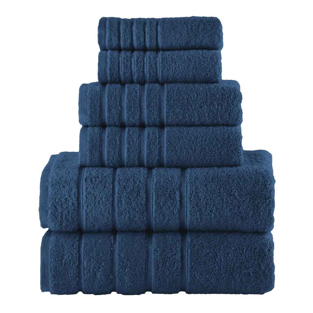Elegant Comfort 4 Lines Viscose Stripe 6-Piece Premium Towel Set - 100% Turkish Cotton High Absorbent Luxury Bathroom Towels – Includes 2 Washcloths, 2 Hand Towels and 2 Bath Towels Set, Gold