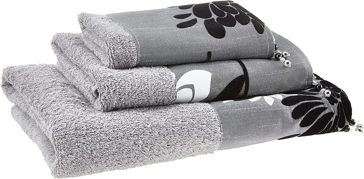 Zahari Home Spindle Modern Bathroom Towel Set - 3 Piece Bath, Hand, and Wash Towels - Classic Luxury Contemporary Decor - Beautiful Gold Unique Design Bath Ensemble