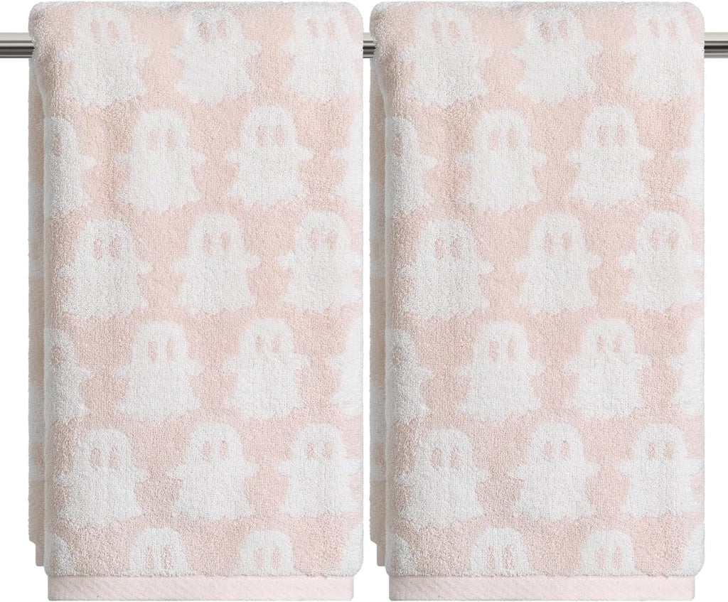 Artoid Mode 2 Pcs Pink Ghost Halloween Hand Towels for Bathroom