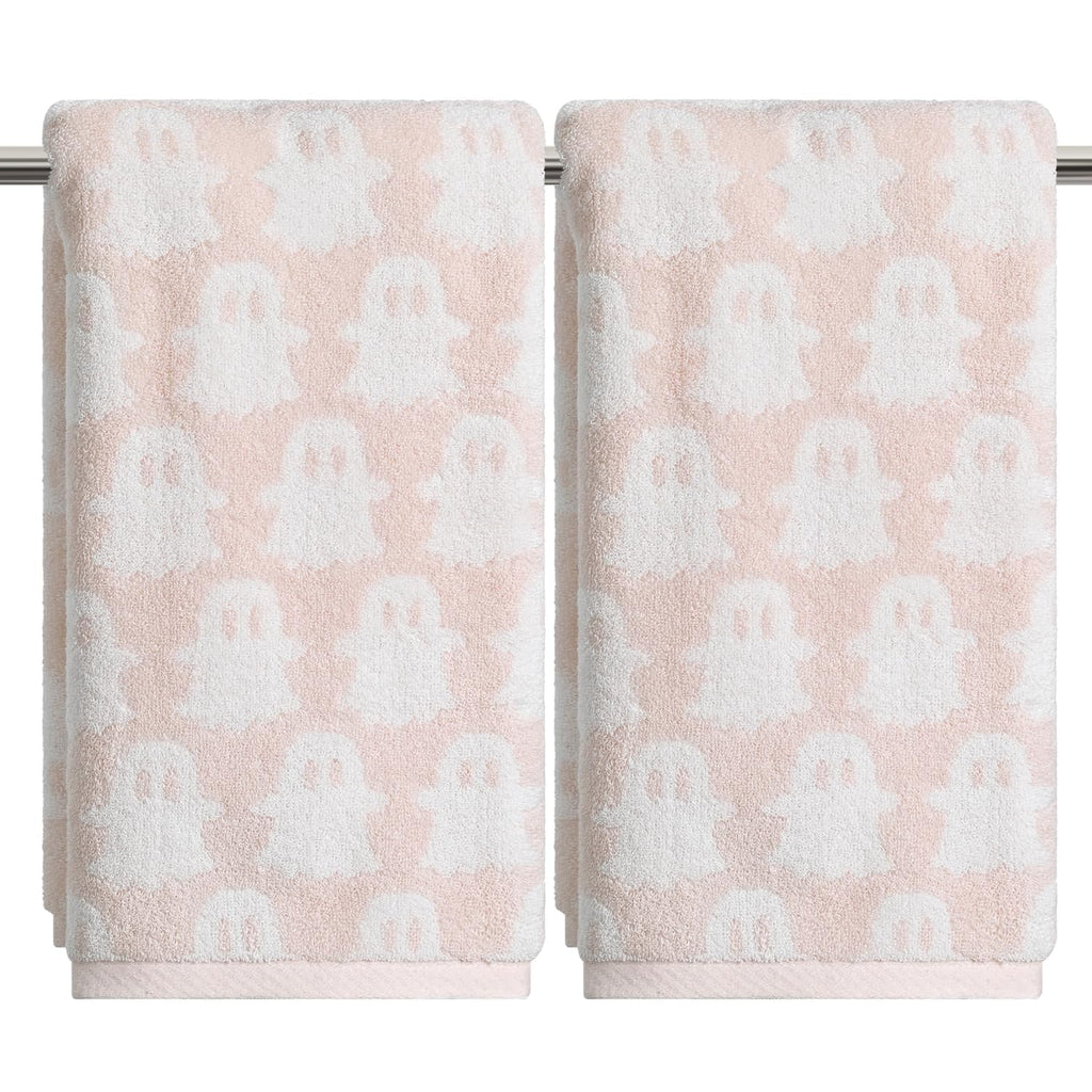 Artoid Mode 2 Pcs Pink Ghost Halloween Hand Towels for Bathroom