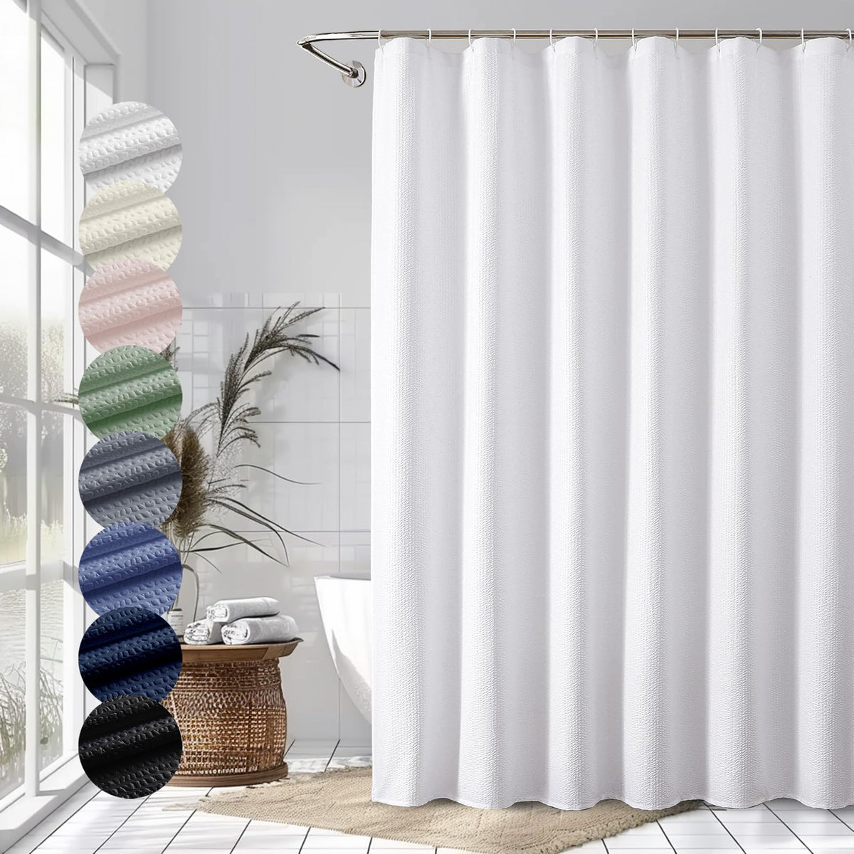 OVZME Berry Cute Shower Curtain, Embossed Textured Fabric Shower Curtain for Bathroom - Soft Cloth & Hotel Spa Luxury, Water Repellent, Machine Washable Shower Curtain, 72X72, Lemon Yellow