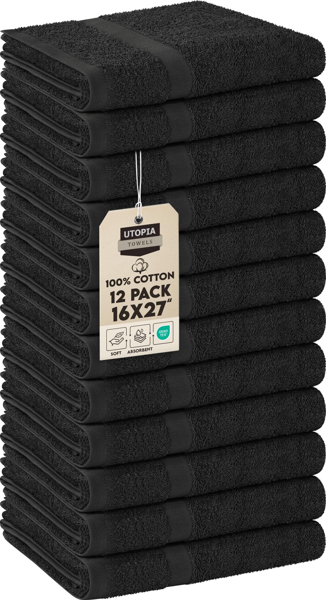 Utopia Towels Salon Towels, Pack of 12, 16x27 in, 100% Cotton, Grey