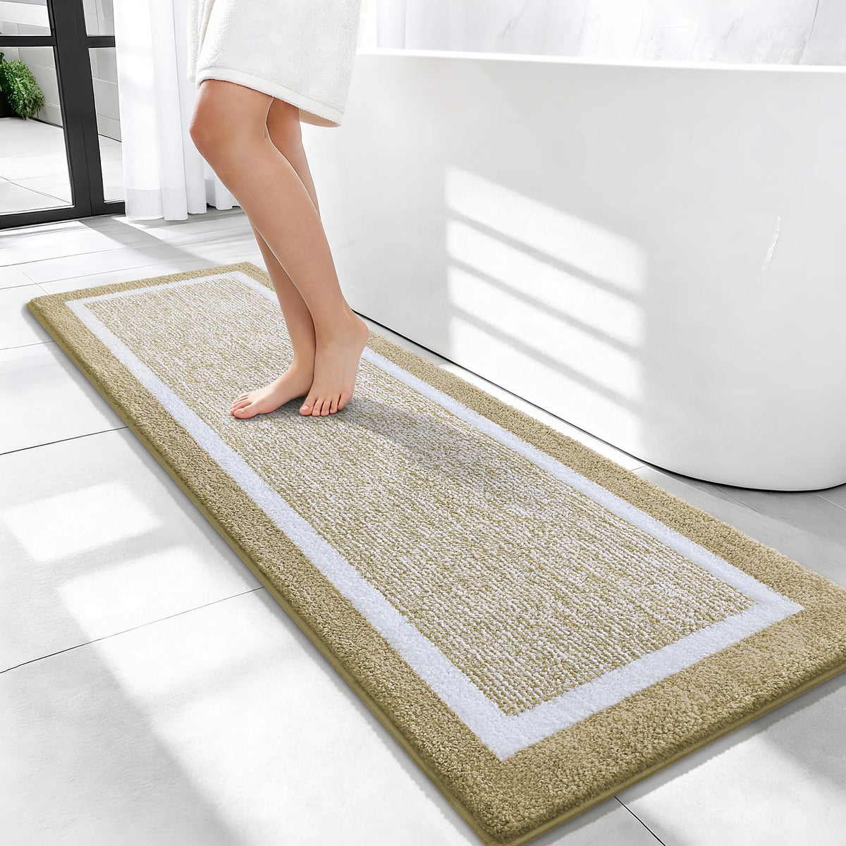 OLANLY Bathroom Rugs 36x24, Soft Absorbent Microfiber Bath Rugs, Grey