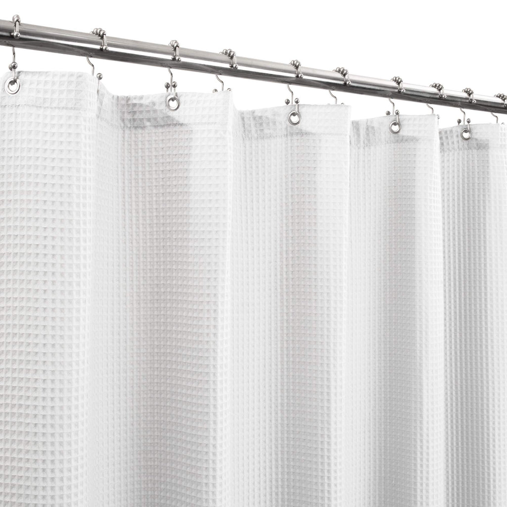 Barossa Design Waffle Weave Shower Curtain Fabric White, 72x72