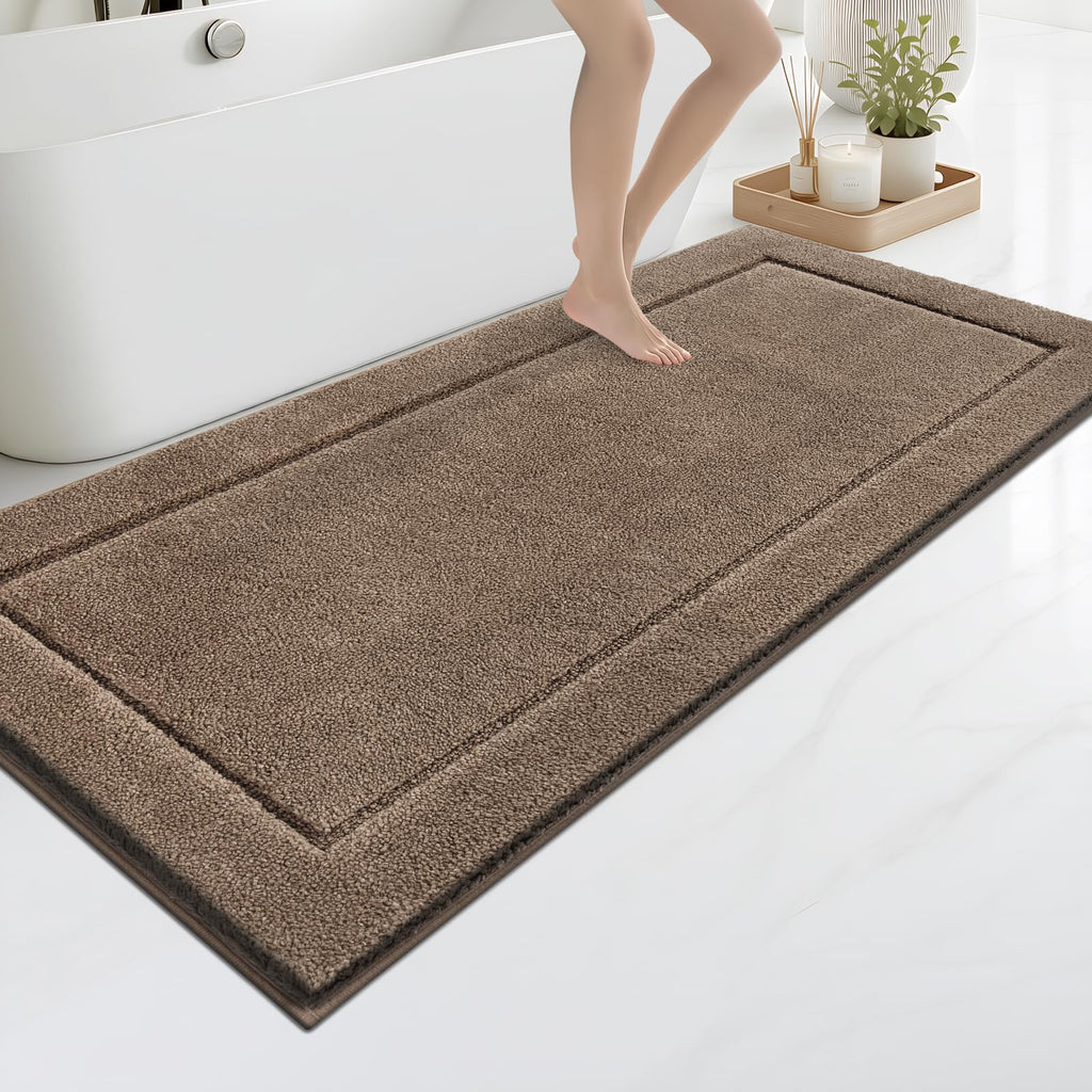 anllugs Bathroom Rugs, Non-Slip Bath Runner Rugs, 30" x 84", Beige