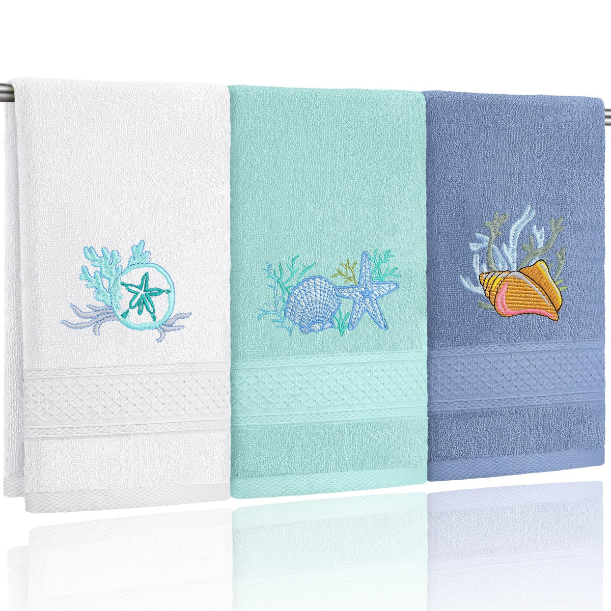 Hahafelt 3 Pack Boho Leaves Hand Towels for Bathroom, 100% Cotton