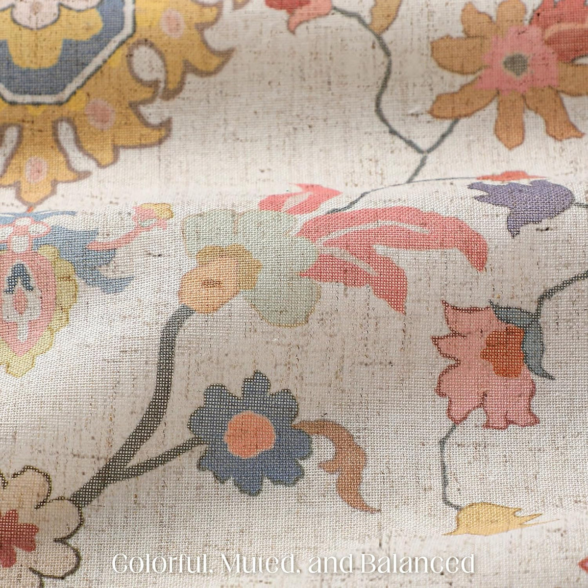 Boho Floral Shower Curtain, Vintage Cottage Core Shower Curtains for Bathroom, 72Wx72H Inch