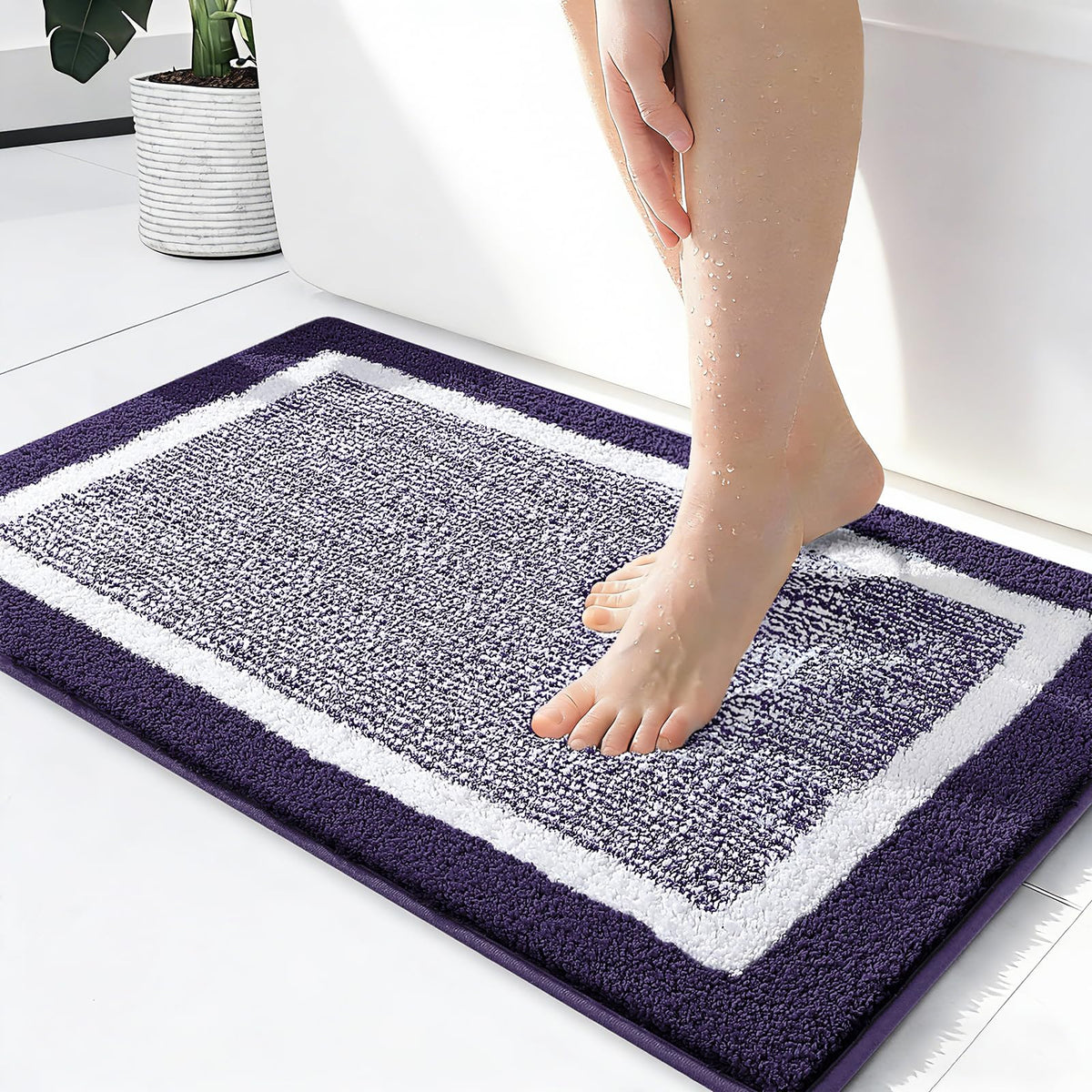 OLANLY Bathroom Rugs 36x24, Soft Absorbent Microfiber Bath Rugs, Grey