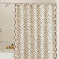 Mindsoft Toile Shower Curtain 72" x 72" Block Print Green and White Begonia