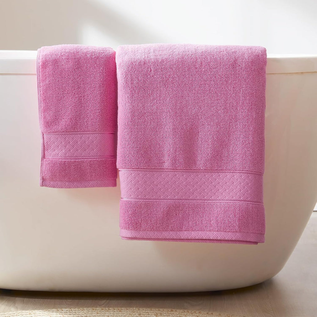COZYART Bath Towel Set 6 PCS, Pink Luxury 100% Turkish Cotton 650GSM