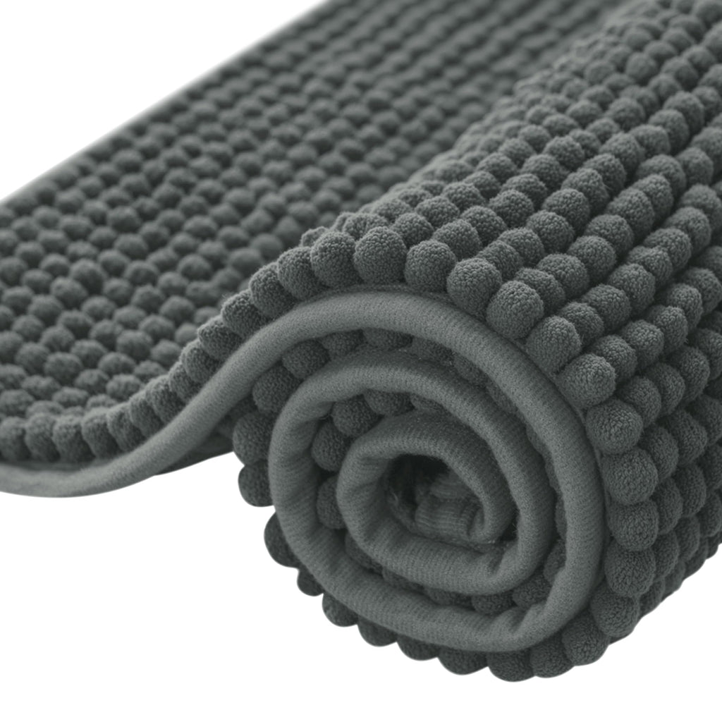 SUBRTEX Bathroom Rugs Chenille Bath Rug Soft Short Plush Bath Mat Soft Shower Mat Water Absorbent Shower Mat Quick Dry Machine Washable(White,18" x 24")