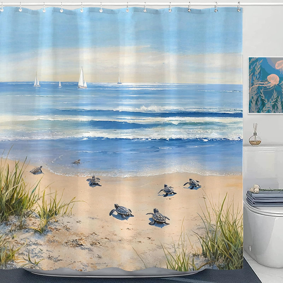 Accnicc Funny Octopus Shower Curtain Cute Boho Coastal Matisse Shower Curtains for Bathroom Green Tropical Plants Pink Decorative Unique Waterproof Fabric Bath Curtain Decor 72 X 72 Inches