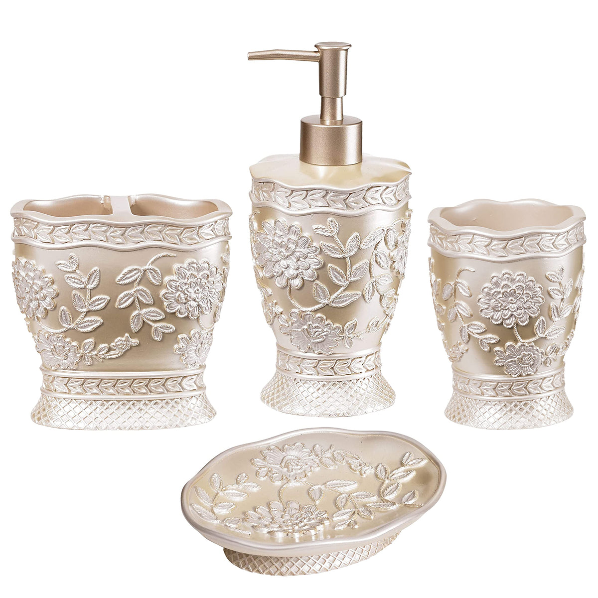 Zahari Home Spindle Modern Bathroom Towel Set - 3 Piece Bath, Hand, and Wash Towels - Classic Luxury Contemporary Decor - Beautiful Gold Unique Design Bath Ensemble