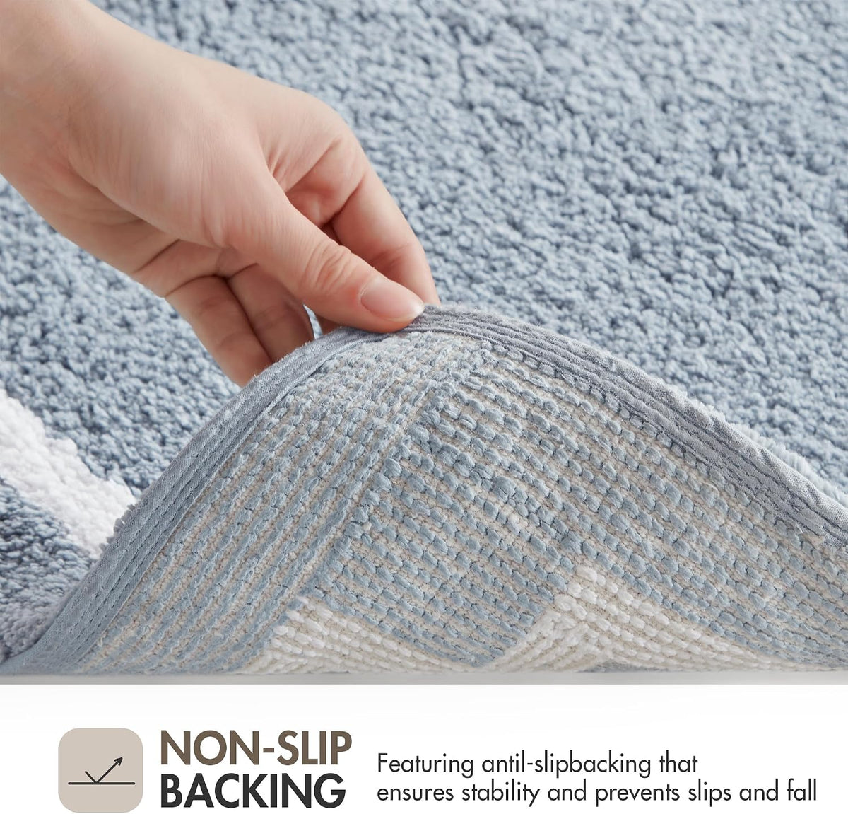 Madison Park Evan 100% Cotton Bath Rug Plush Absorbent, 20" x 30", Blue