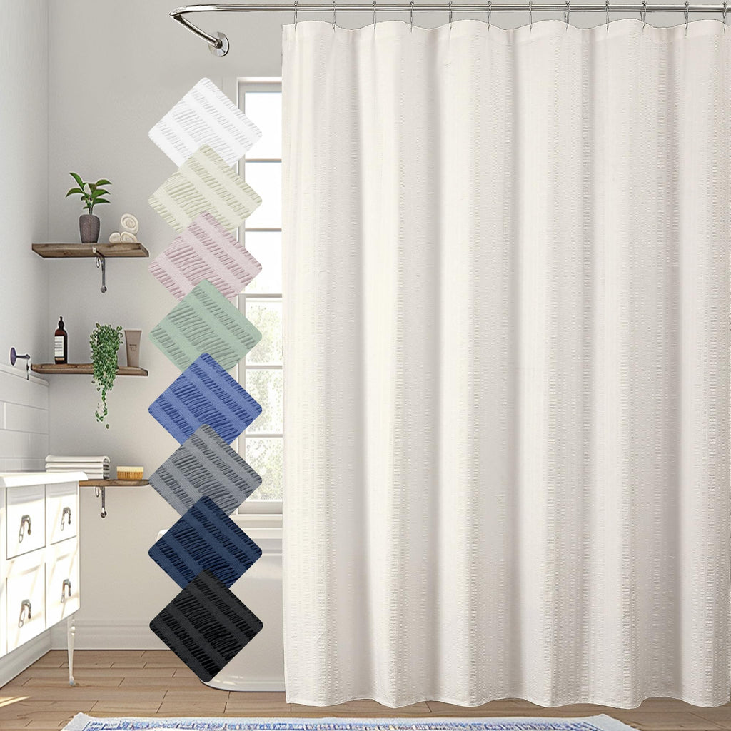 Aiyufeng Moga Navy Blue Fabric Shower Curtains for Bathroom - Blue Hotel Spa Polyester Cloth Bath Curtain with 12 Holes, 72x72, Machine Washable, Navy Blue