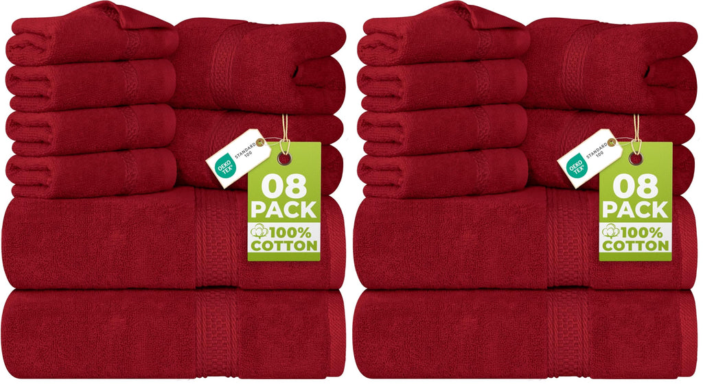 Utopia Towels 8-Piece Premium Towel Set, 2 Bath Towels, 2 Hand Towels, and 4 Wash Cloths, 600 GSM 100% Ring Spun Cotton Highly Absorbent Towels for Bathroom, Gym, Hotel, and Spa (Beige)