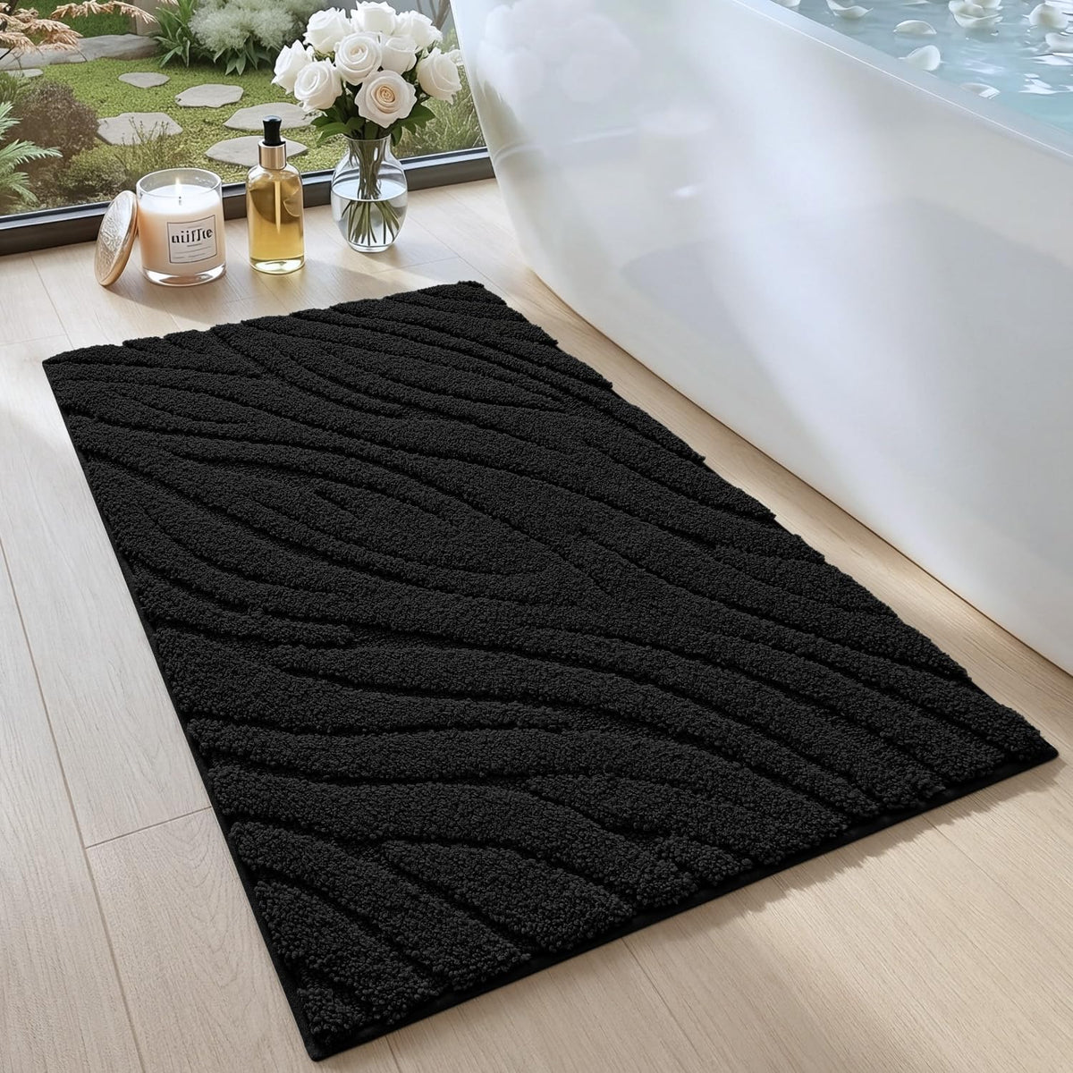 DEXI Bathroom Rugs Non Slip Washable, 36x24 Quick Dry Bath Mat, White