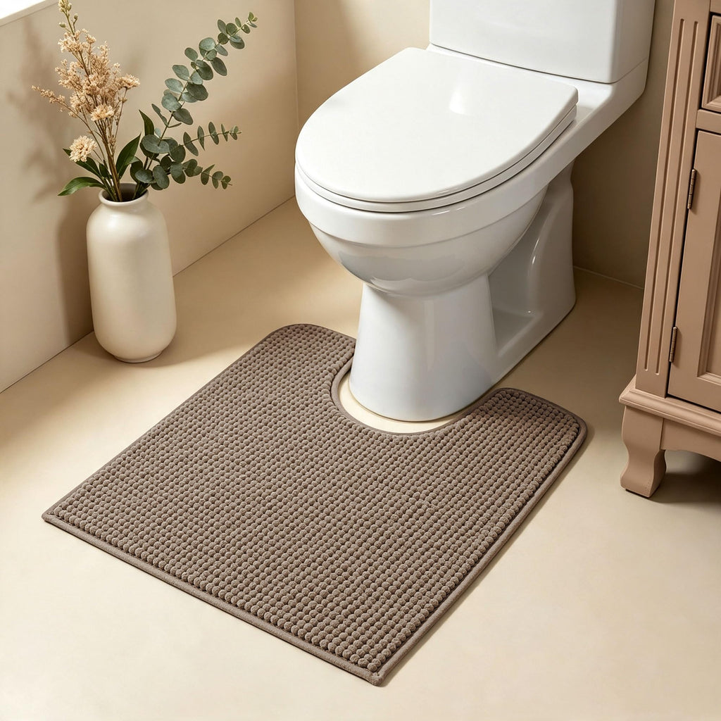 SUBRTEX Bathroom Rugs Chenille Bath Rug Soft Short Plush Bath Mat Soft Shower Mat Water Absorbent Shower Mat Quick Dry Machine Washable(White,18" x 24")