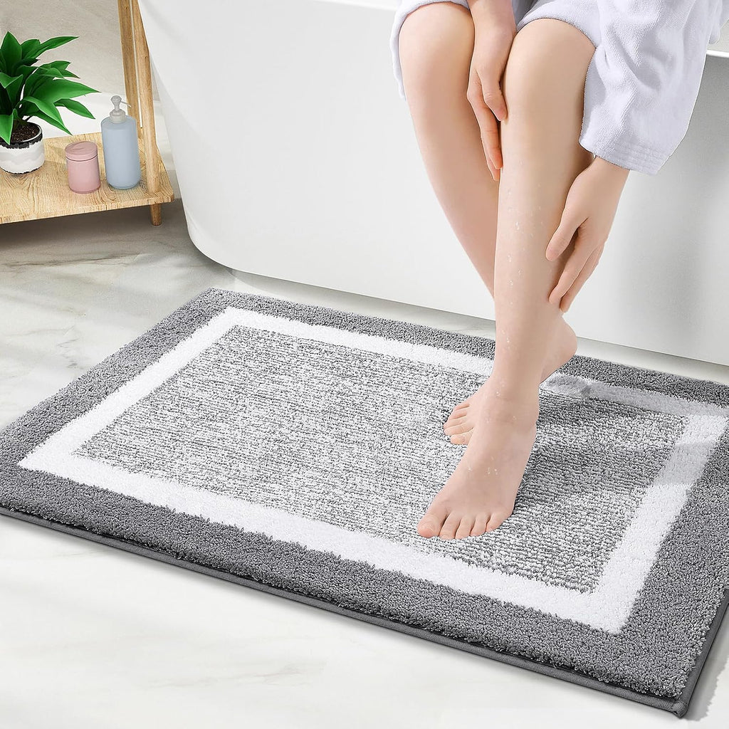 OLANLY Bathroom Rugs 36x24, Soft Absorbent Microfiber Bath Rugs, Grey