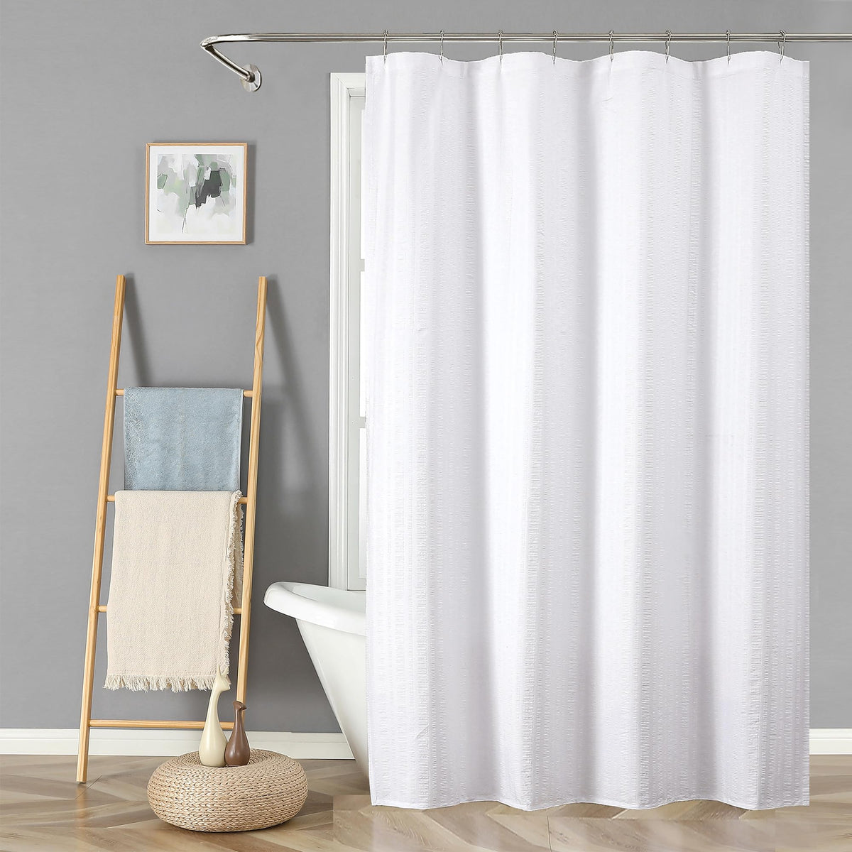 Aiyufeng Moga Navy Blue Fabric Shower Curtains for Bathroom - Blue Hotel Spa Polyester Cloth Bath Curtain with 12 Holes, 72x72, Machine Washable, Navy Blue