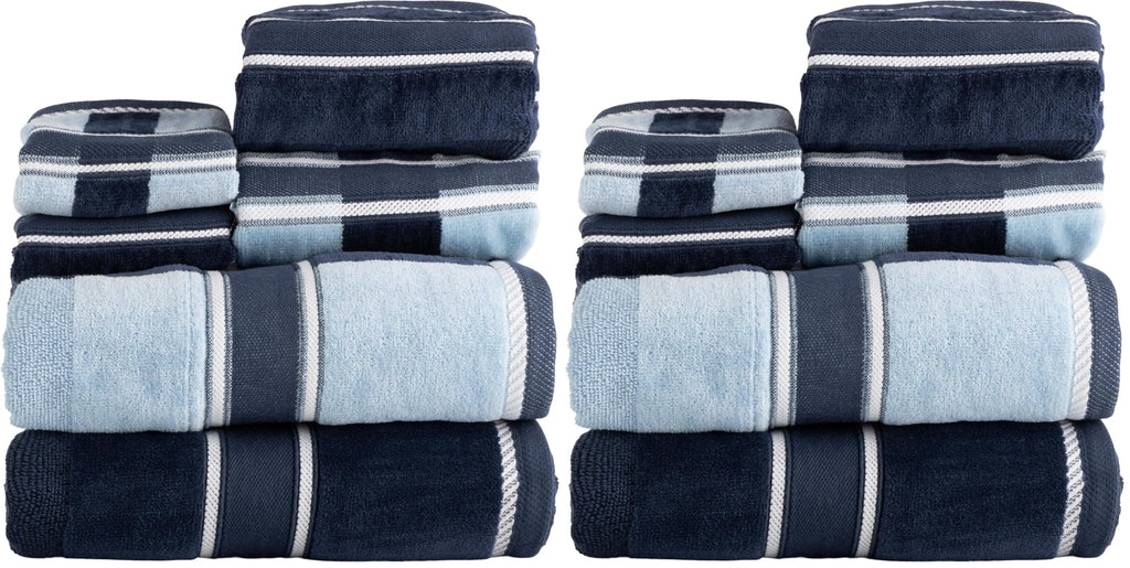 Lavish Home Bathroom Towels Set, Bathroom Accessories, Navy, Set of 6