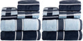 Lavish Home Bathroom Towels Set, Bathroom Accessories, Navy, Set of 6
