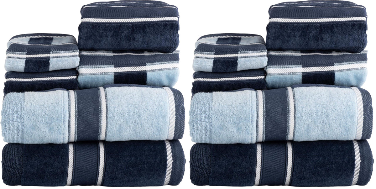Lavish Home Bathroom Towels Set, Bathroom Accessories, Navy, Set of 6