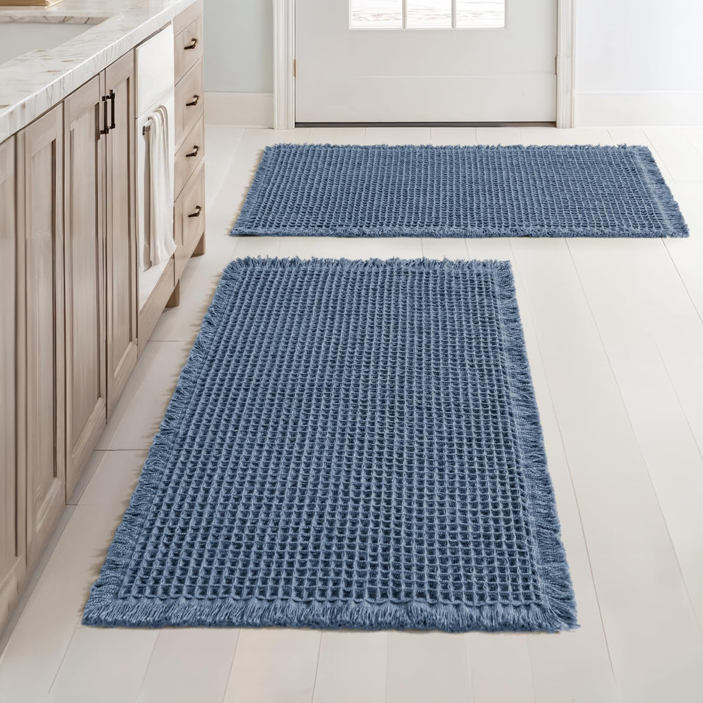 MIULEE Set of 2 Waffle Bathroom Rugs Boho Bath Mat Brown 18x30 Inch