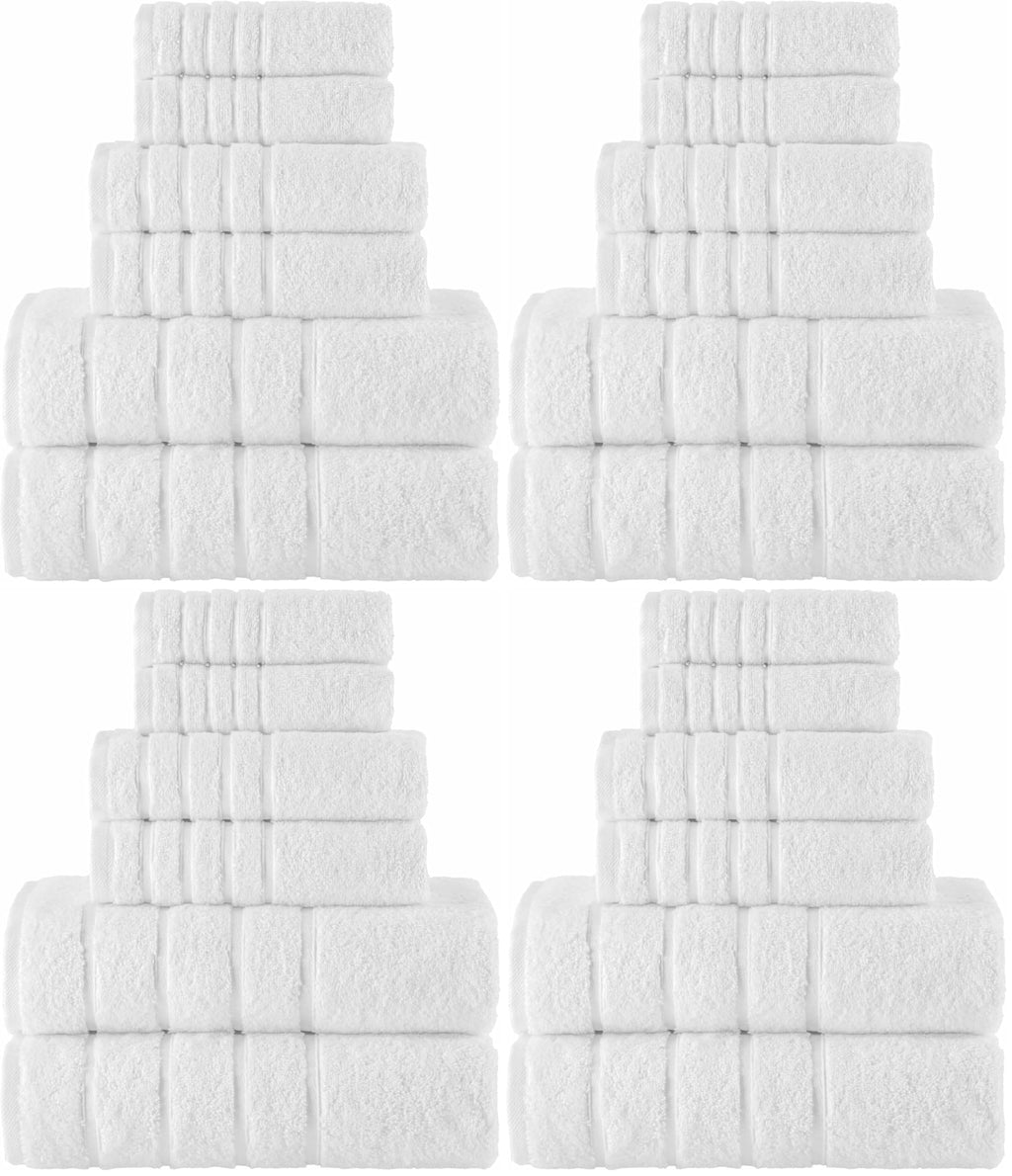 Elegant Comfort 4 Lines Viscose Stripe 6-Piece Premium Towel Set - 100% Turkish Cotton High Absorbent Luxury Bathroom Towels – Includes 2 Washcloths, 2 Hand Towels and 2 Bath Towels Set, Gold