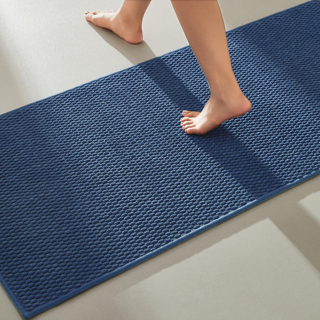 TYUU Bathroom Rugs Non Slip Washable, Super Absorbent Thin Bath Mat Small Quick Dry Low Pile Bathroom Rug, Dark Grey 16"x24"