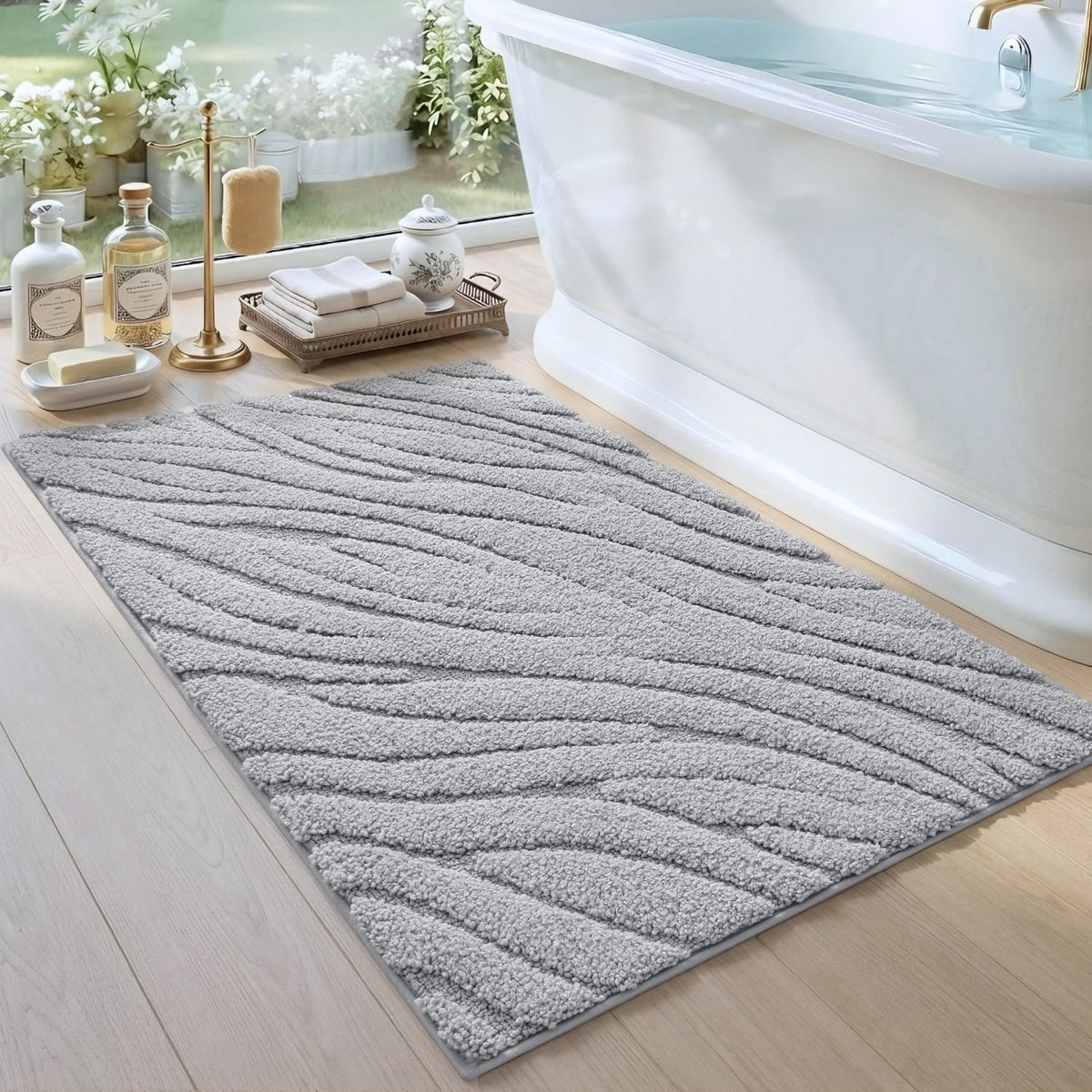 DEXI Bathroom Rugs Non Slip Washable, 36x24 Quick Dry Bath Mat, White