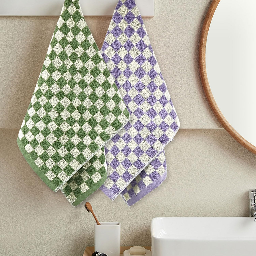 Jacquotha Hand Towels for Bathroom 4 Pack, Checkered Hand Towel Set