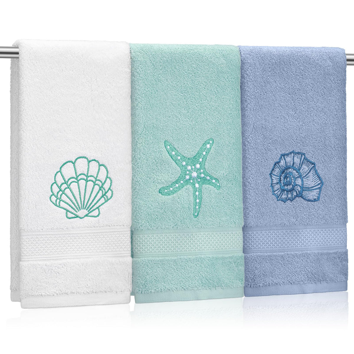 Hahafelt 3 Pack Boho Leaves Hand Towels for Bathroom, 100% Cotton