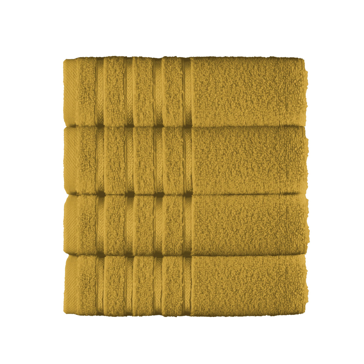Elegant Comfort 4 Lines Viscose Stripe 6-Piece Premium Towel Set - 100% Turkish Cotton High Absorbent Luxury Bathroom Towels – Includes 2 Washcloths, 2 Hand Towels and 2 Bath Towels Set, Gold